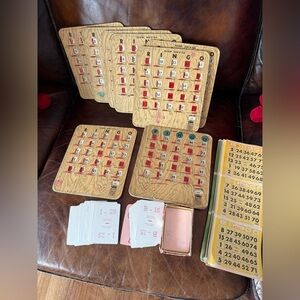 Vintage Vintage Numbered PLA-MOR Bingo Cards KING Shutter Stitched Boards set